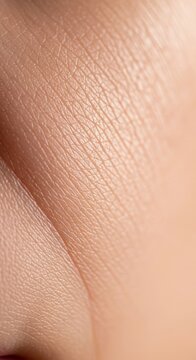 Close up view of soft facial skin showing delicate lines and natural textures spreading across the surface to represent the passage of time, macro, maturity, growth
