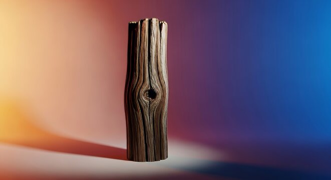 Dramatic side lighting accentuates the deep ridges and weathered texture of an aging piece of timber, symbolizing the passage of time, conceptual, vintage, transformation