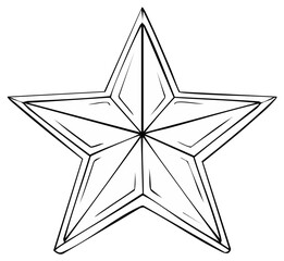 Obraz premium Elegant Outlined Star Design Classic Five Point Star Shape Isolated Black and White Starry Element Line Art