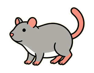 Obraz premium Cute Grey Rat Animal Vector Icon Design
