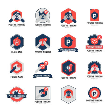 Positive Thinking Motivational Logos Collection.