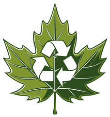 Obraz premium Green Maple Leaf with Recycling Symbol Sustainable Environment Concept