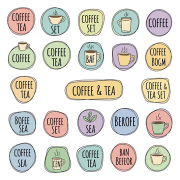 Colorful coffee and tea icons.