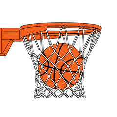 Basketball Falling Through a Hoop Goal Illustration © fiqri
