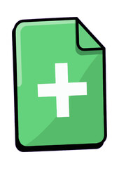 Obraz premium Green Plus Sign Document Icon for Digital File Management