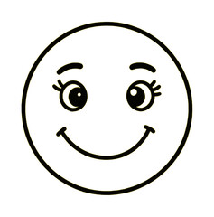 Fototapeta premium Happy Face Smile Line Icon Simple Outline Design