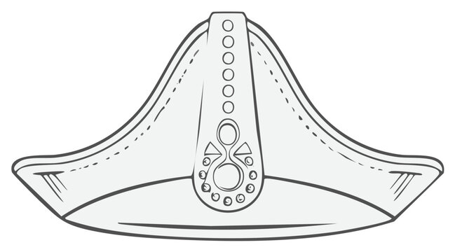 Historical military bicorne hat illustration with decorative elements