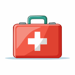 Obraz premium Red First Aid Kit with White Cross Symbol