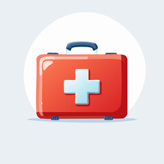 Obraz premium Red First Aid Kit with White Cross for Medical Emergencies.