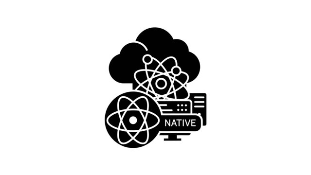 Modern cloud database and analytics icon set with react logo Vector