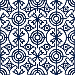 Fototapeta premium Blue Geometric Pattern Background Minimalist Line Art Design