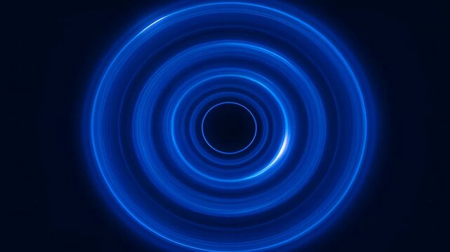 Elegant business circular concentric cycle blue abstract light ring pattern modern background with smooth glow and motion, concentric blue glowing ring abstract pattern dark background for SEO search