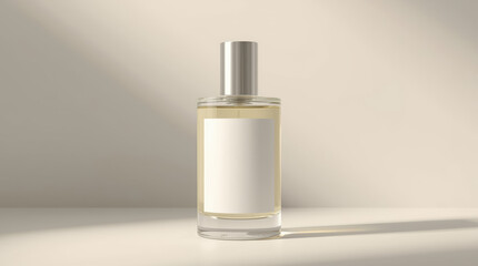 Naklejka premium Elegant perfume bottle mockup blank label minimalist glass bottle luxury scent