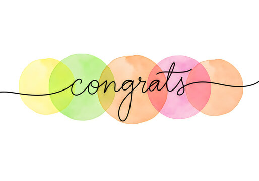 Colorful congratulations message with pastel circles and elegant script  festive greeting card