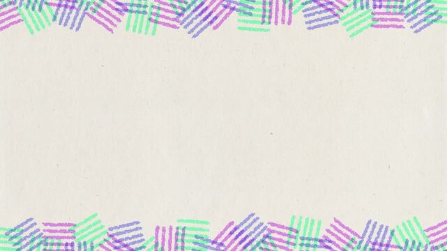 Hand drawn colorful crosshatch border loop; blue & purple