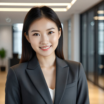 Confident young Asian businesswoman in modern office