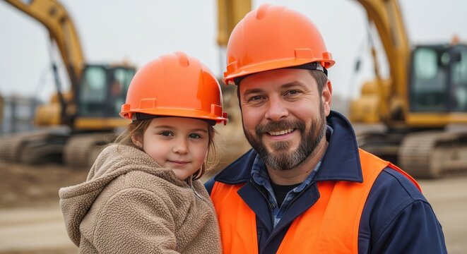 Celebrating fathers day a construction worker dad and daughter share a special moment