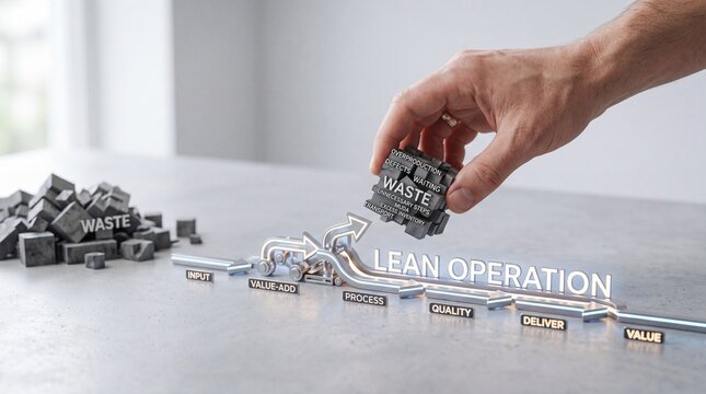 A person's hand holding a key to a block of metal symbolizing lean operations and human engagement in resource management