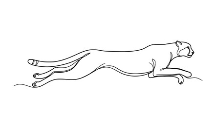 Continuous Line Drawing of a Cheetah Running, Minimalist Art, Speed and Agility © Iwak