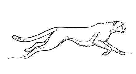 Elegant Cheetah Running Line Art - Fast Predator in Motion © Iwak