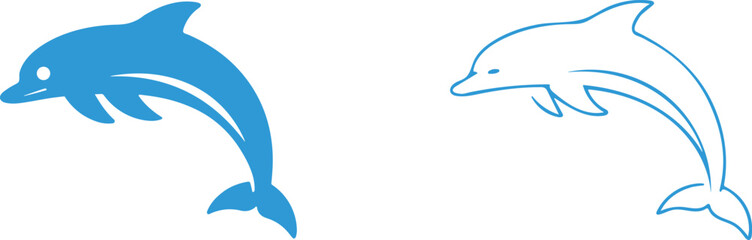 Obraz premium Dolphin vector icon, cute marine animal silhouette ocean wildlife design.