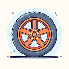 Obraz premium Stylized illustration of a car wheel with an orange rim