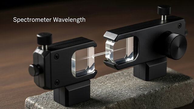Spectrometer wavelength device with optical components on stone block  scientific instrument for measuring light spectrum