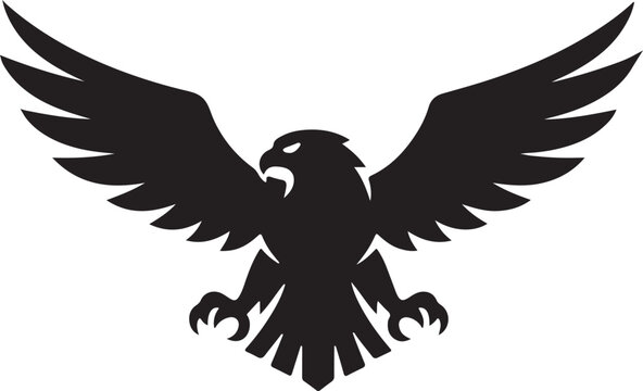 Eagle vector icon, powerful bird silhouette symbol of strength freedom.