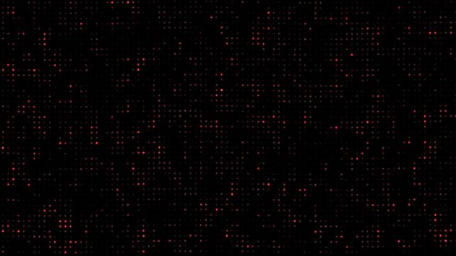 High technology animated technological background with randomly glowing dots and fading out, data information matrix animation. Orange flickering motion graphic on dark background