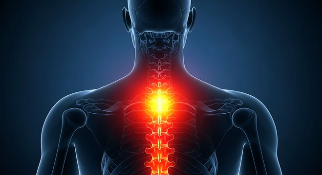 Human spine pain concept back anatomy vertebra inflammation medical illustration
