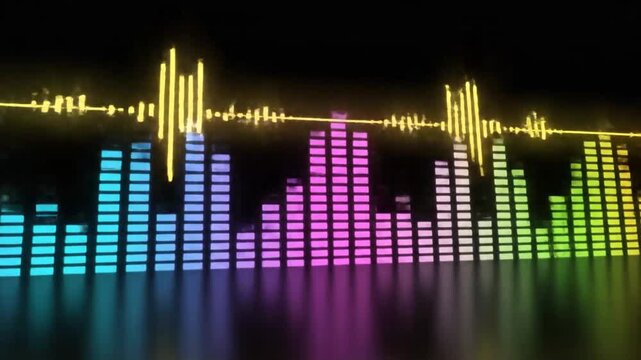 Colorful Equalizer Music Spectrum VU Meter on Black Background