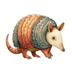 Naklejka premium Colorful Armadillo Walking on Ground.