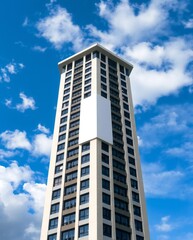 Obraz premium Modern high-rise building against blue sky