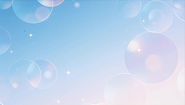 Minimal pastel bubble background dreamy sky soft gradient light circle abstract design clean airy sparkle gentle atmosphere elegant fantasy magic blue bokeh star texture
