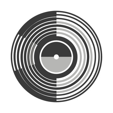 Abstract vinyl record spinning graphic representing retro music technology audio wave sound design visualizer cinematic element for album art background animation motion graphics looping concept