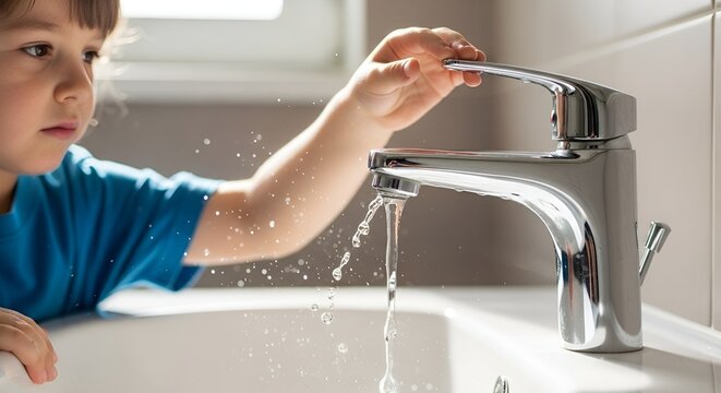 Smart kitchen sink with touchless water technology in modern home