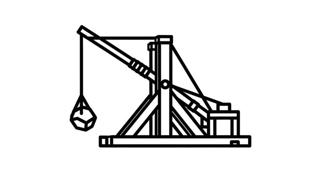 Illustrated trebuchet vector graphic isolated on white background