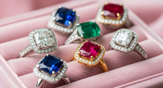 Jewelry rings in velvet box