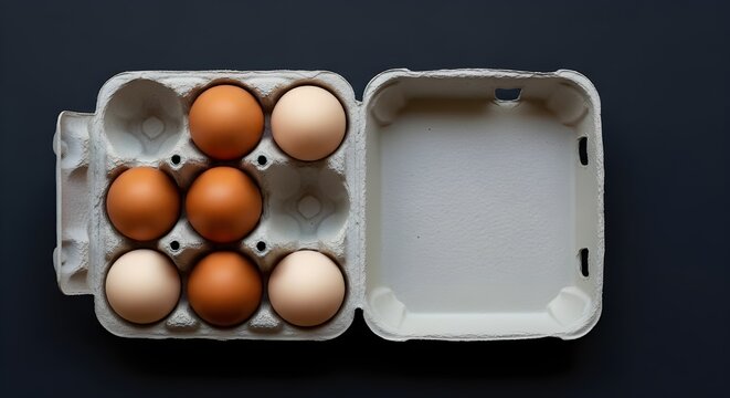 carton egg tray with brown and white eggs