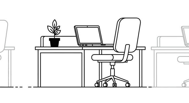 Office Chair with Desk and Laptop.