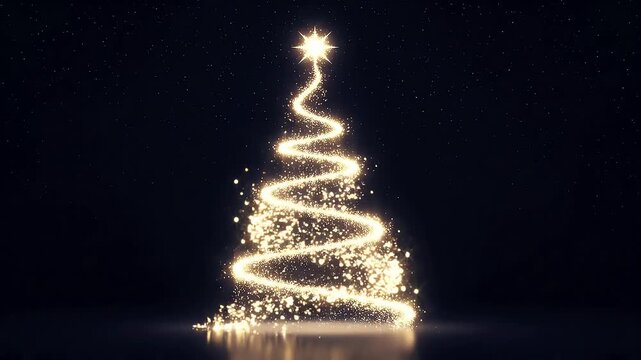 Magical glowing Christmas tree shines brightly
