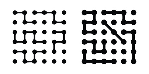 Collection of black metaball liquid drop patterns . Black metaball isolated on white background. Connected dots of liquid drop. Vector design elements for banner, poster, packaging, placard, branding. © Luna Visuals