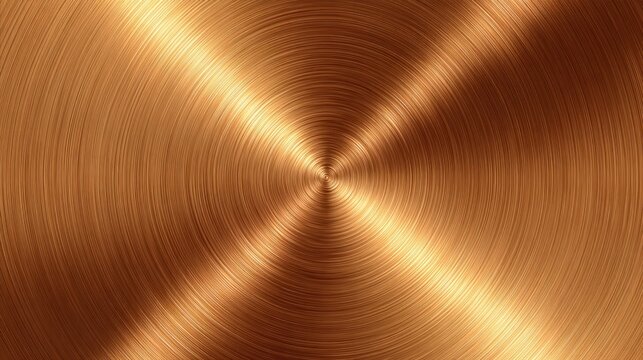 Radiating circular texture displays polished metallic surface reflections in warm earth tones.