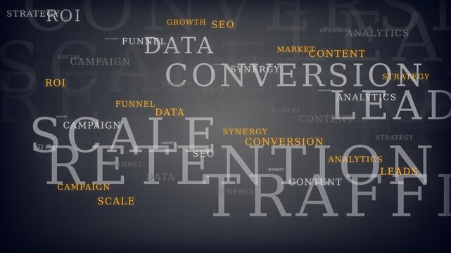 Business and marketing word cloud animated background