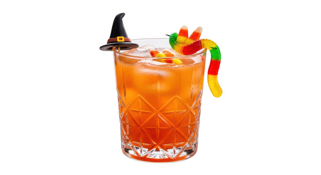 Halloween themed orange cocktail drink.