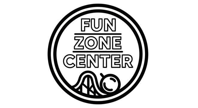 Fun zone center logo a playful rollercoaster design on white background