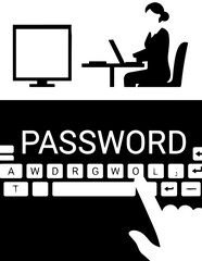 Naklejka premium Woman typing password on keyboard.