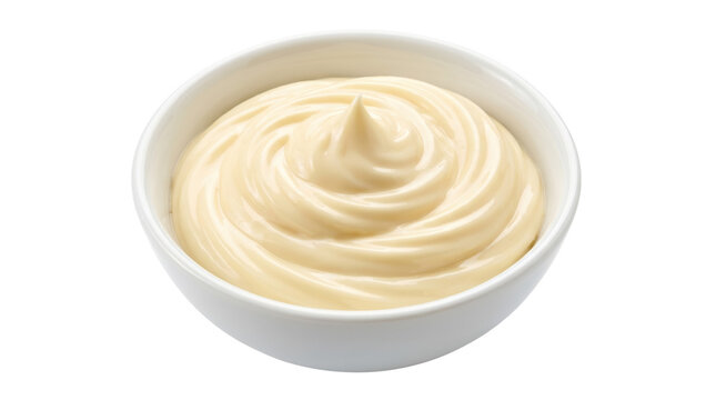 White bowl filled with creamy mayonnaise on white background lemon juice side dish food and drink dairy like mayonnaise condiment dressing emulsion ingredient delicious appetizer sandwich