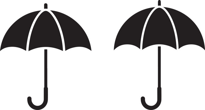 Two black umbrellas on white symbols weather rain