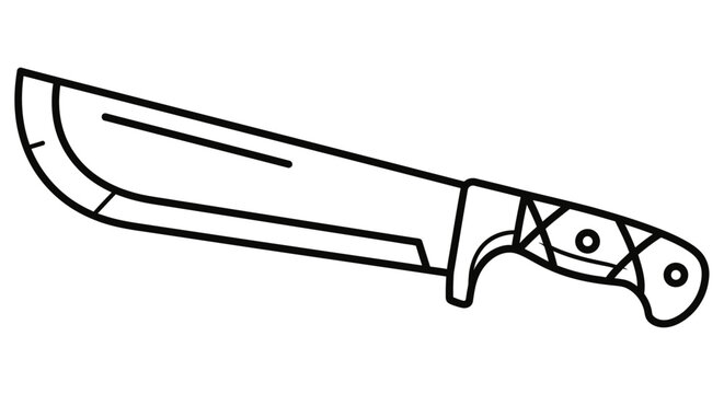 Black and white machete illustration isolated on white background